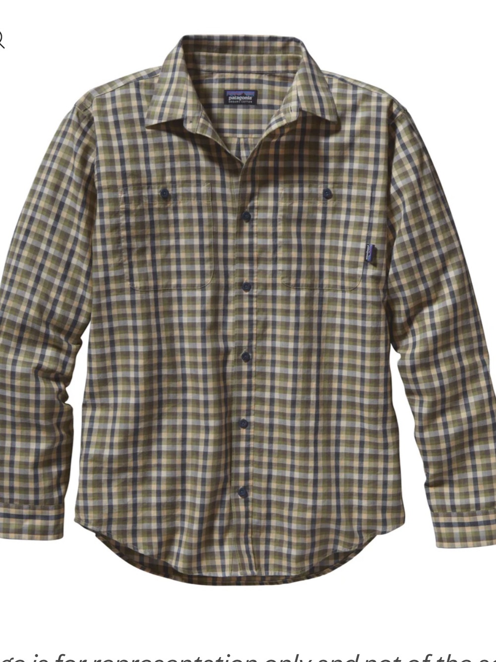 Patagonia Men’s Plaid Button-Down Shirt in Olive, Navy & Cream Large